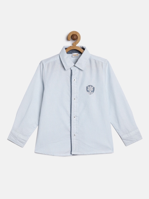

Aomi Boys Blue & White Regular Fit Striped Casual Shirt