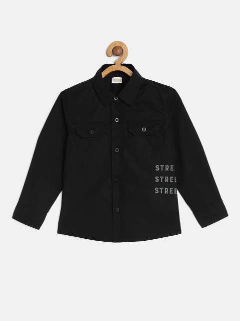 

Aomi Boys Black Regular Fit Printed Casual Shirt