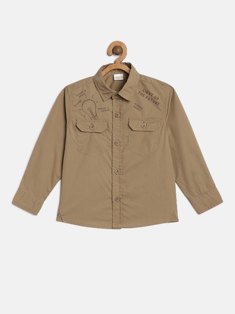 

Aomi Boys Khaki Regular Fit Printed Casual Shirt