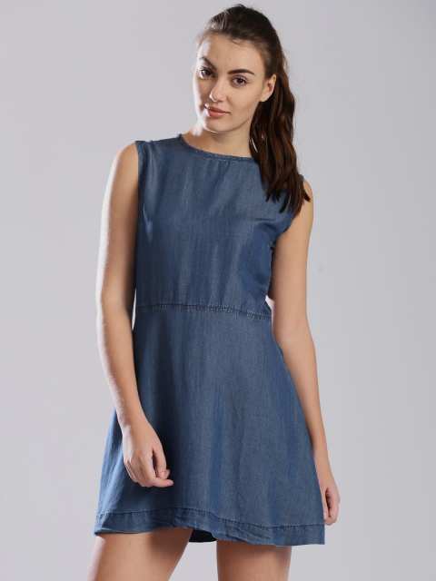 

HRX by Hrithik Roshan Blue Denim A-Line Dress