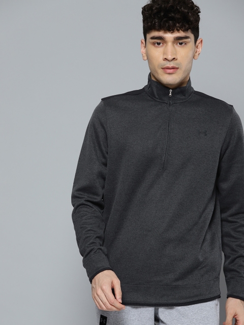 

UNDER ARMOUR Men Charcoal Grey Fleece 1/2 Zip Solid Sweater