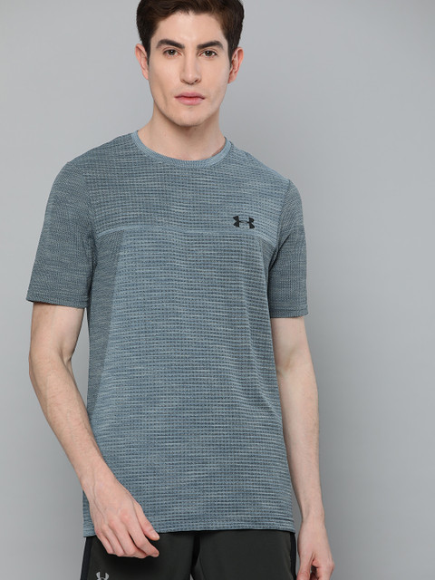 

UNDER ARMOUR Men Grey Textured Vanish Seamless T-shirt