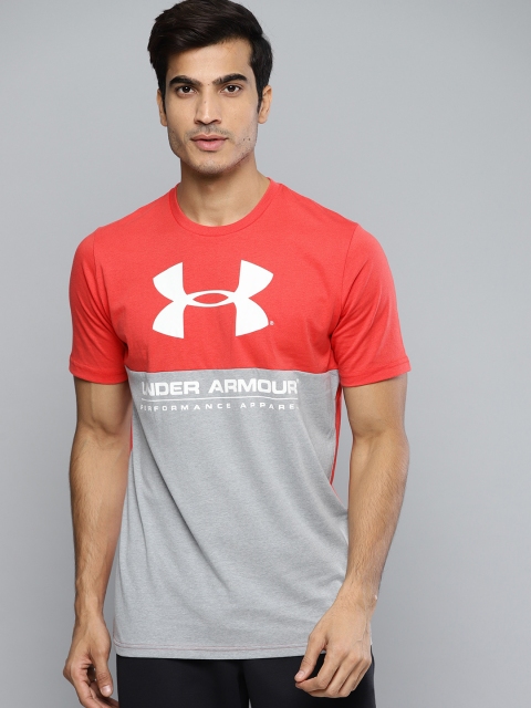 

UNDER ARMOUR Men Red & Grey Performance Apparel Colourblocked T-shirt