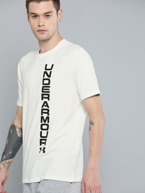 

UNDER ARMOUR Men White Printed Round Neck T-shirt