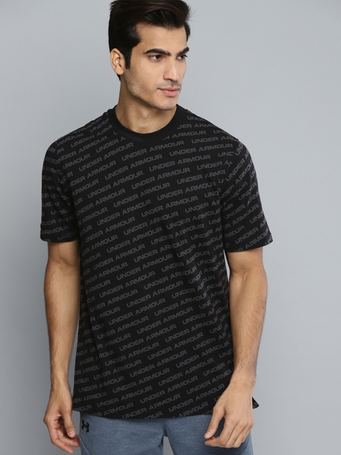 

UNDER ARMOUR Men Black & Grey Unstoppable Wordmark Printed T-shirt