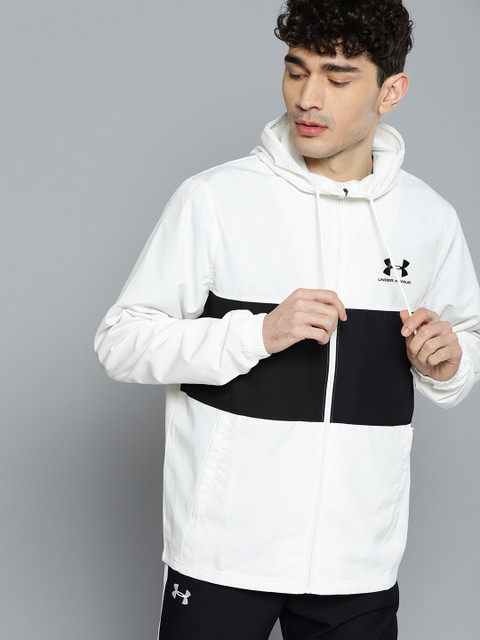 

UNDER ARMOUR Men White & Black Colourblocked Sportstyle Wind Resistant Lightweight Jacket
