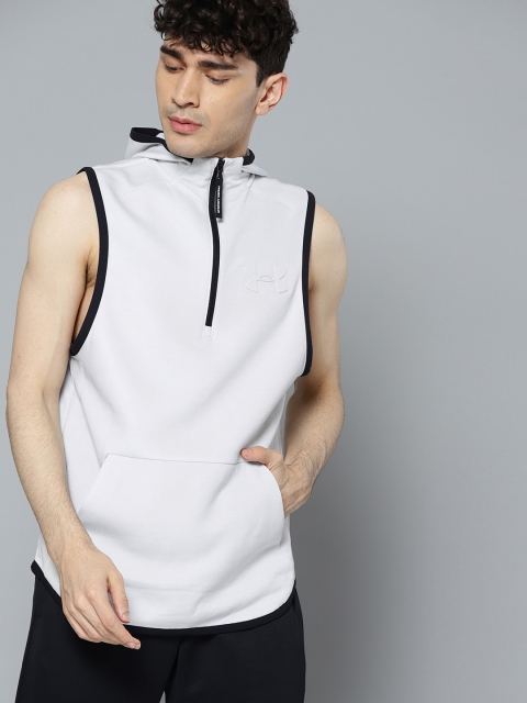 

UNDER ARMOUR Men Off-White Move Light Hooded Sweatshirt