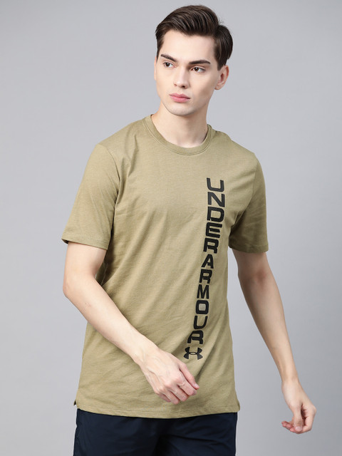 

UNDER ARMOUR Men Olive Green & Black Printed Sportstyle Overtime Short Sleeve T-shirt
