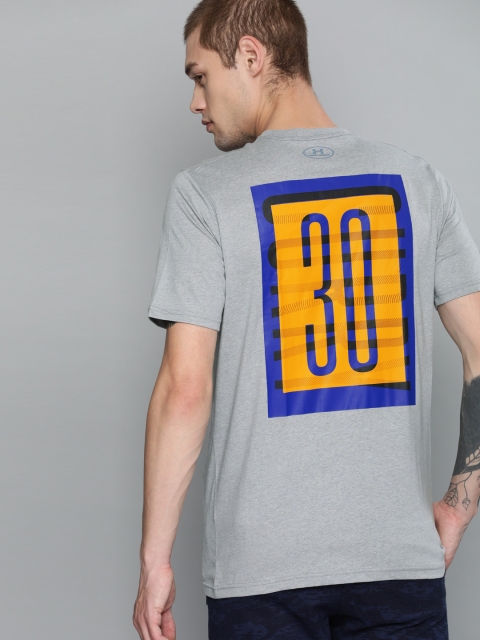

UNDER ARMOUR Men Grey Melange Printed SC30 Overlay Basketball T-shirt