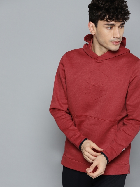 

UNDER ARMOUR Men Red Athlete Recovery Fleece Graphic Hooded Sweatshirt