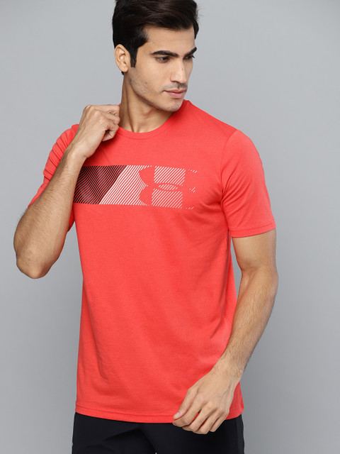 

UNDER ARMOUR Men Coral Orange Fast Left Chest 2.0 Graphic Printed T-Shirt