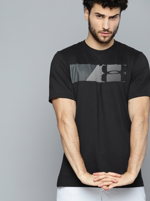 

UNDER ARMOUR Men Black & Grey Fast Left Chest 2.0 Printed T-Shirt