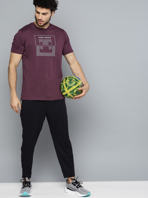 

UNDER ARMOUR Purple & Grey Men Inverse Box Logo Printed T-Shirt