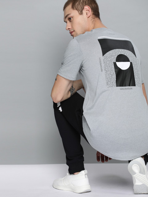 

UNDER ARMOUR Men Grey Melange Printed Back Baseline Beyond The ARC T-shirt