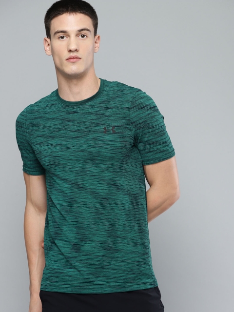 

UNDER ARMOUR Men Green & Black Vanish Seamless Self-Design T-shirt