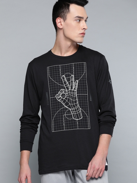 

UNDER ARMOUR Men Black & White Printed SC30 Trey Okay T-shirt With HEATGEAR Technology