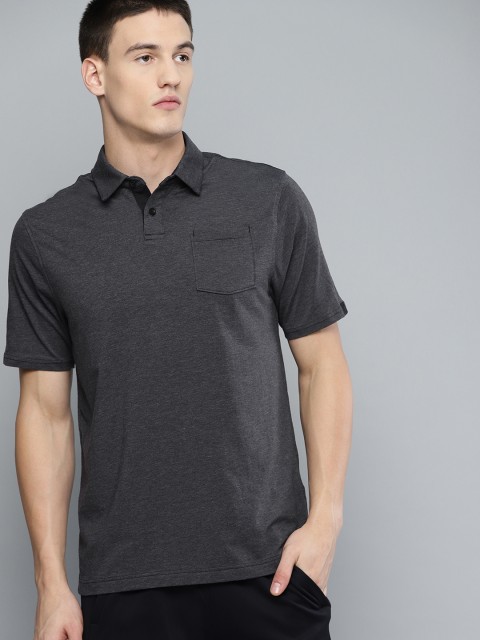

UNDER ARMOUR Men Charcoal Grey Charged Cotton Scramble Polo Solid Golf T-Shirt
