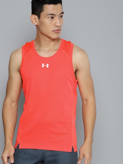 

UNDER ARMOUR Men Neon Orange Qualifier Self Design Running Singlet