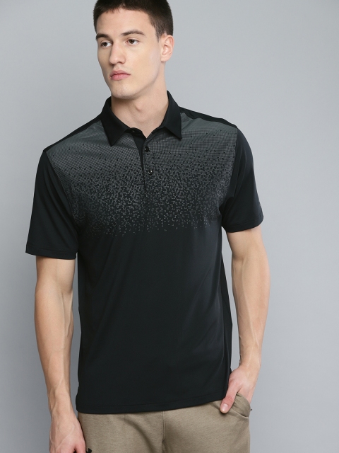 

UNDER ARMOUR Men Black & Grey Playoff Novelty Graphic Printed Golf Polo T-Shirt