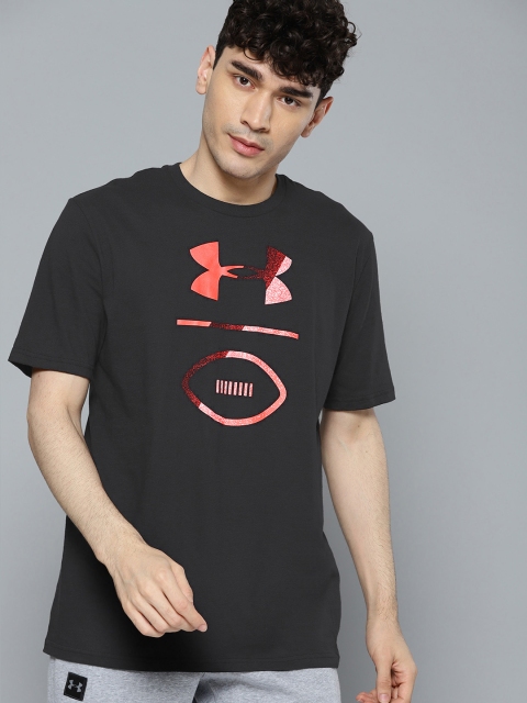 

UNDER ARMOUR Men Black Stack Printed Football T-Shirt