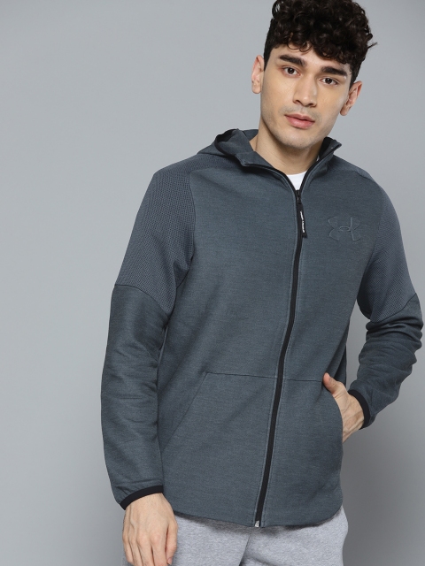 

UNDER ARMOUR Men Charcoal Grey Unstoppable Move Light Full Zip Hooded Sweatshirt