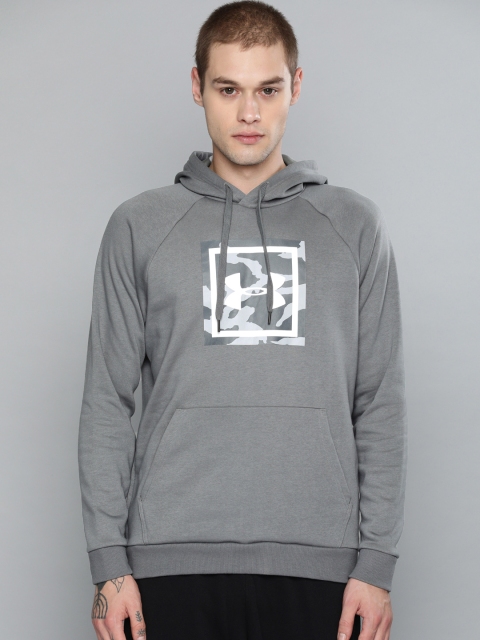 

UNDER ARMOUR Men Grey Printed Rival Fleece Hoodie