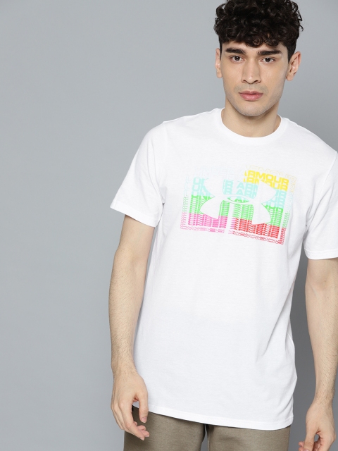 

UNDER ARMOUR Men White Multi Logo Printed T-Shirt