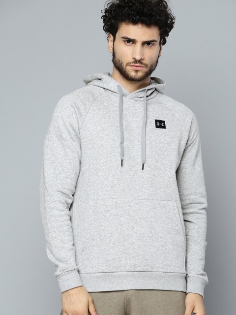 

UNDER ARMOUR Men Grey Melange Rival Fleece PO Hooded Sweatshirt