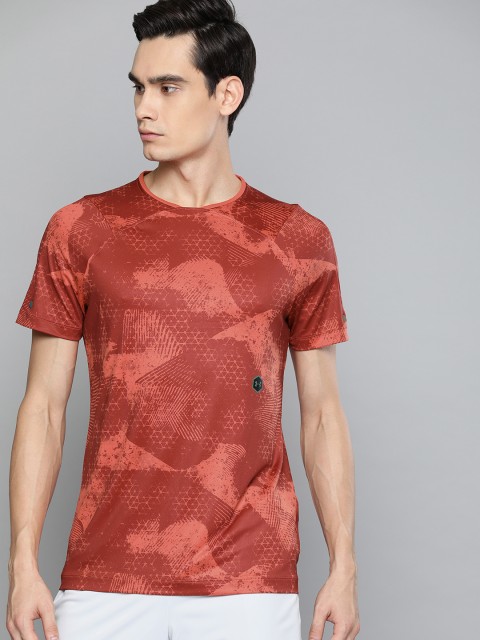 

UNDER ARMOUR Men Red Printed Heat Gear Rush Fitted T-shirt
