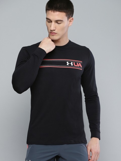 

UNDER ARMOUR Men Black Team Stripe Graphic Printed T-Shirt
