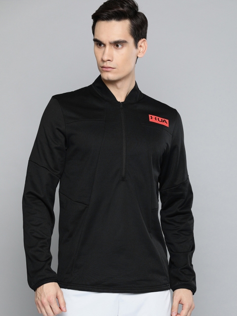 

UNDER ARMOUR Men Black Solid Gametime Fleece 1/2 Zip Sweatshirt