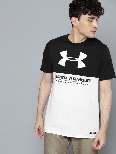 

UNDER ARMOUR Men Black & White Performance Apparel Colourblocked T-Shirt