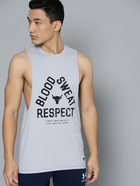 

UNDER ARMOUR Men Grey Project Rock Blood Sweat Respect Tank T-shirt