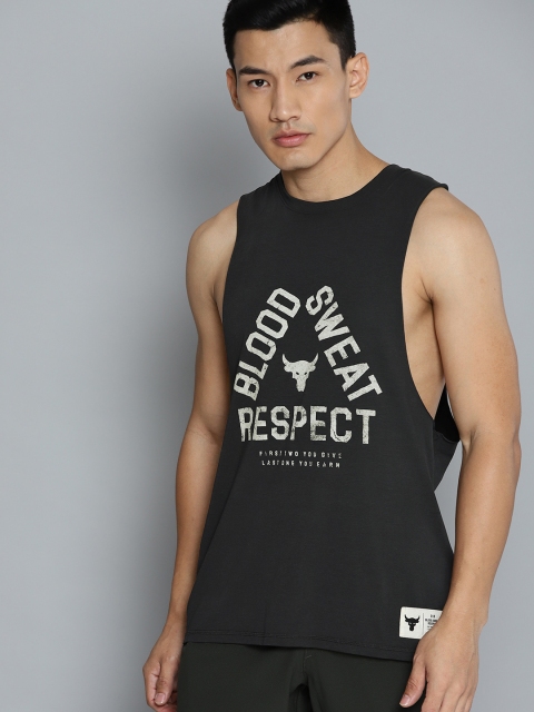 

UNDER ARMOUR Men Black Project Rock Blood Sweat Respect Tank T-shirt