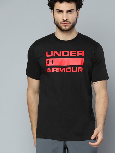 

UNDER ARMOUR Men Black & Red Team Issue Wordmark Printed T-Shirt