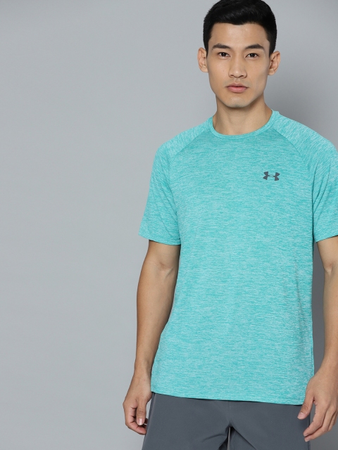 

UNDER ARMOUR Men Blue Tech 2.0 Self Design Training T-Shirt