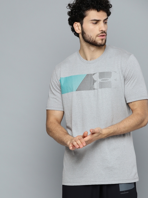 

UNDER ARMOUR Men Grey Melange Fast Left Chest 2.0 Printed T-Shirt