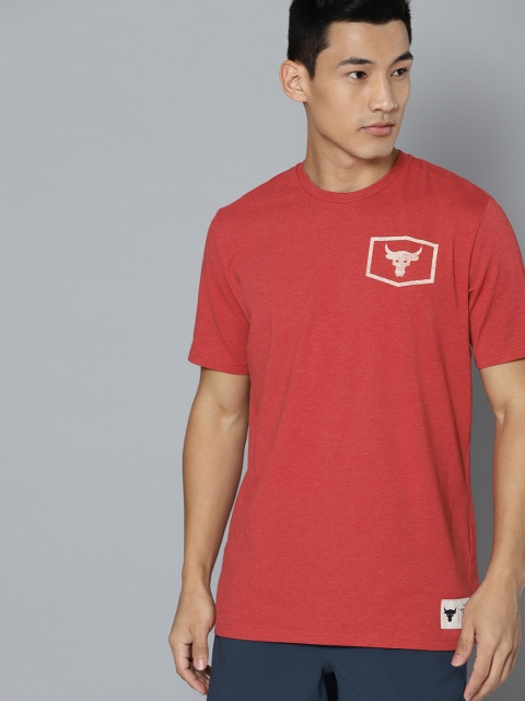

UNDER ARMOUR Men Coral Red Project Rock Iron Paradise Printed Back T-Shirt