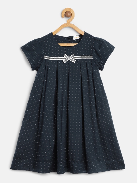 

Aomi Girls Printed Navy Blue A-Line Dress