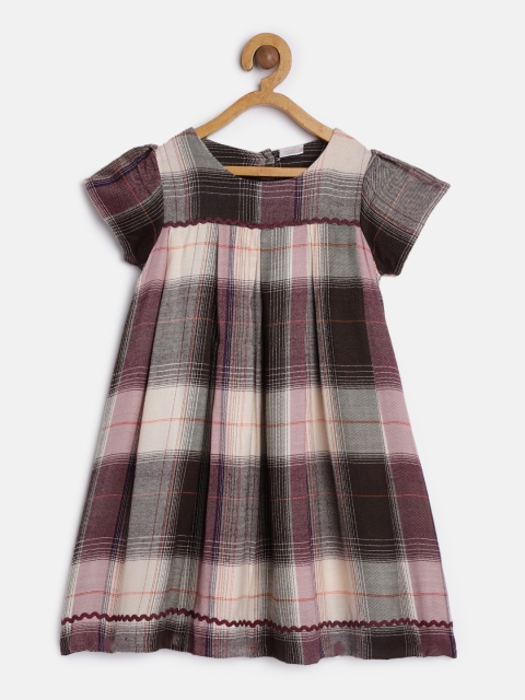 

Aomi Girls Checked Multicoloured Fit and Flare Dress, Multi