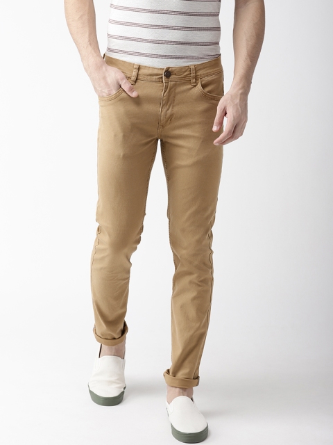 

Flying Machine Men Khaki Regular Fit Solid Trousers
