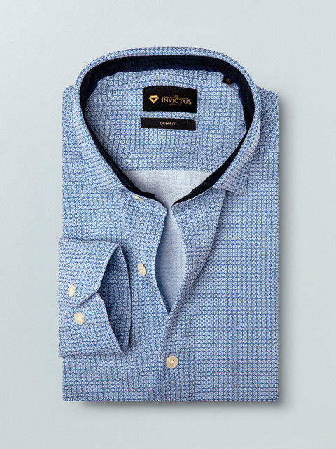 

INVICTUS Men Blue Slim Fit Printed Semiformal Shirt