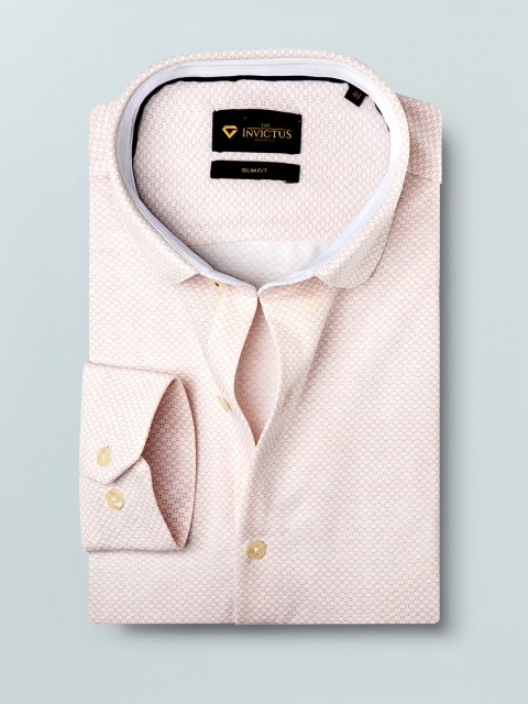 

INVICTUS Men White Slim Fit Printed Formal Knitted Shirt