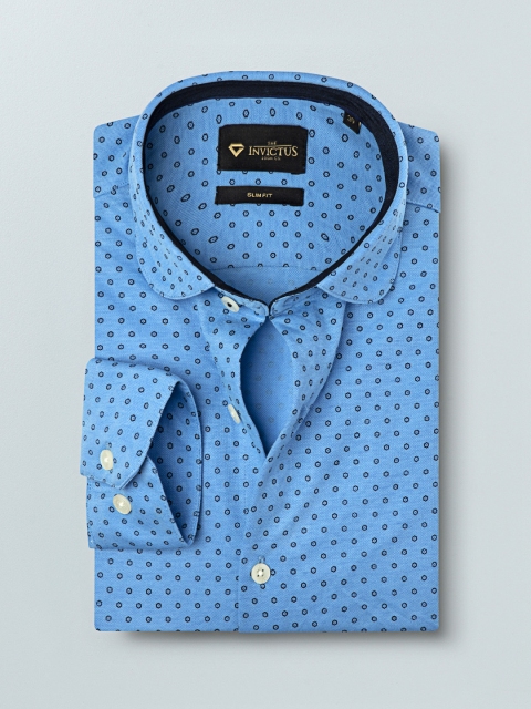 

INVICTUS Men Slim Fit Blue & Black Printed Formal Shirt