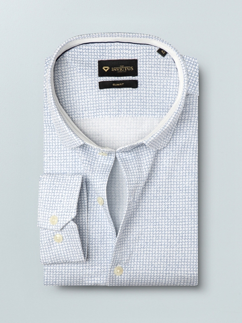 

INVICTUS Men White & Blue Slim Fit Printed Formal Shirt