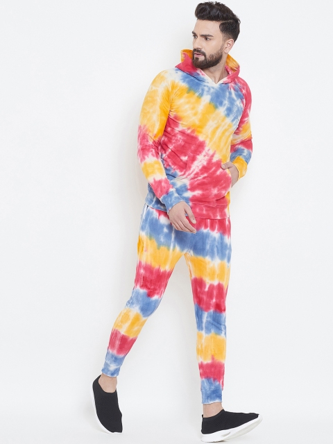 

FUGAZEE Men Multicoloured Tie And Dye Sweatshirt & Joggers Suit, Multi