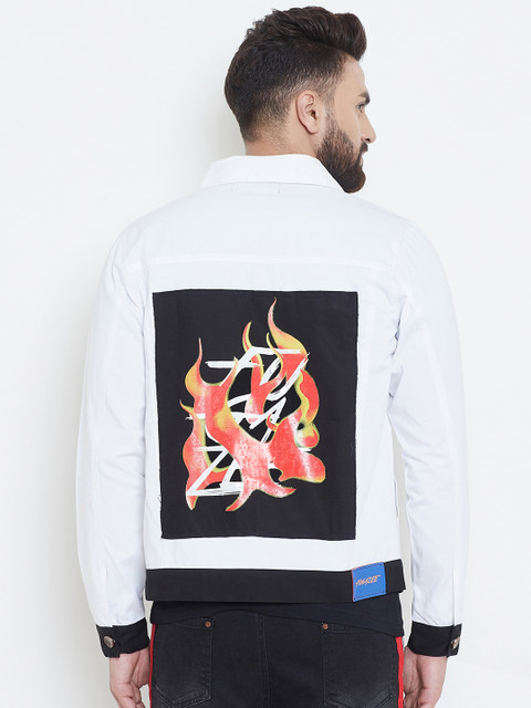 

FUGAZEE Men White Colourblocked Jacket