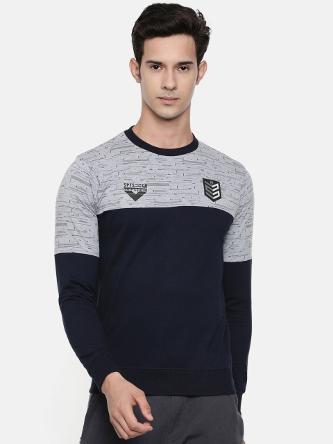 

Proline Active Men Navy Blue & Grey Melange Colourblocked Sweatshirt