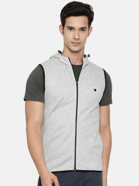 

Proline Active Men Grey Melange Solid Hooded Sweatshirt