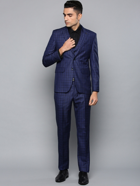

Louis Philippe Men Blue & Black Checked Slim Fit Single-Breasted Formal Suit